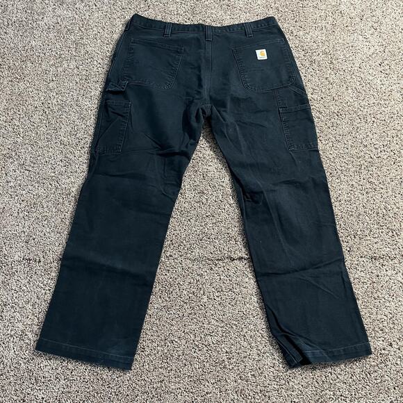 Carhartt Pants Mens 38x30 Black Relaxed Fit Carpenter Work Canvas Dungaree 90s - Picture 3 of 7
